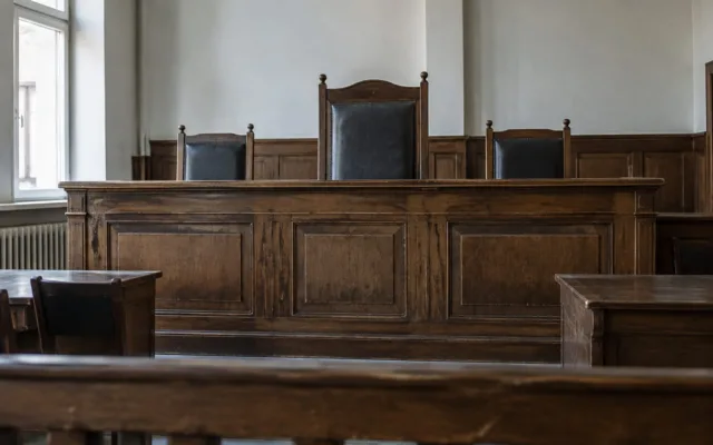O sală de judecată unde a fost analizat cazul instituției financiare
